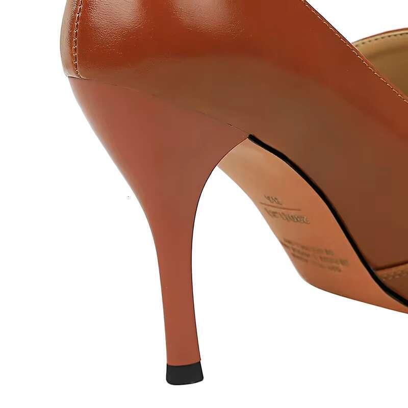 Women 10cm Pumps Retro Simplicity Pu Leather Super High Stiletto Heels Lady Brown Office Shoes Small Size 34-40