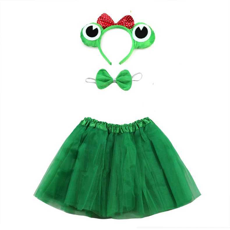 Halloween cosplay girl Frog Prince princess costume Headband Tutu Skirt Tie Set Kids Children Birthday Party gift Prop W250117