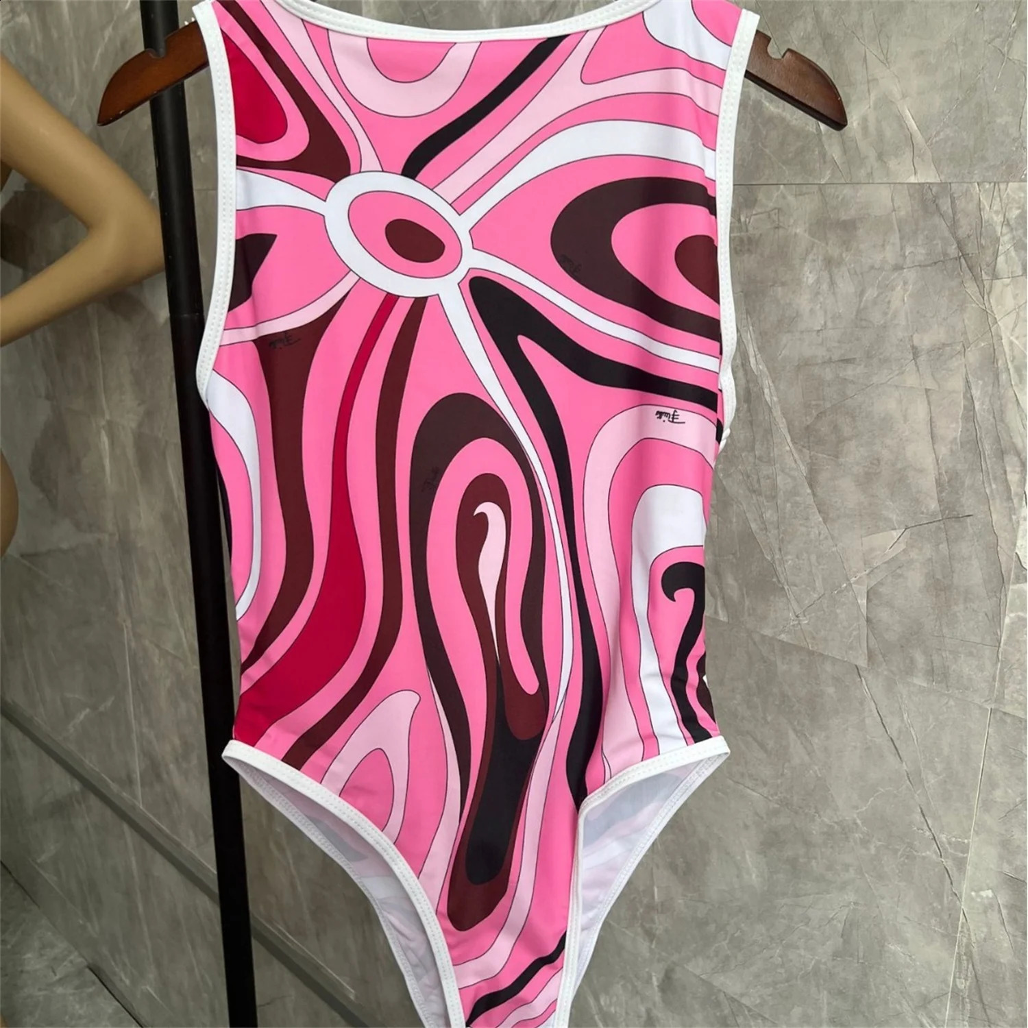 Swimsuit women cover belly slim conservative fashion letter print sexy backless triangle one-piece fashion 250109