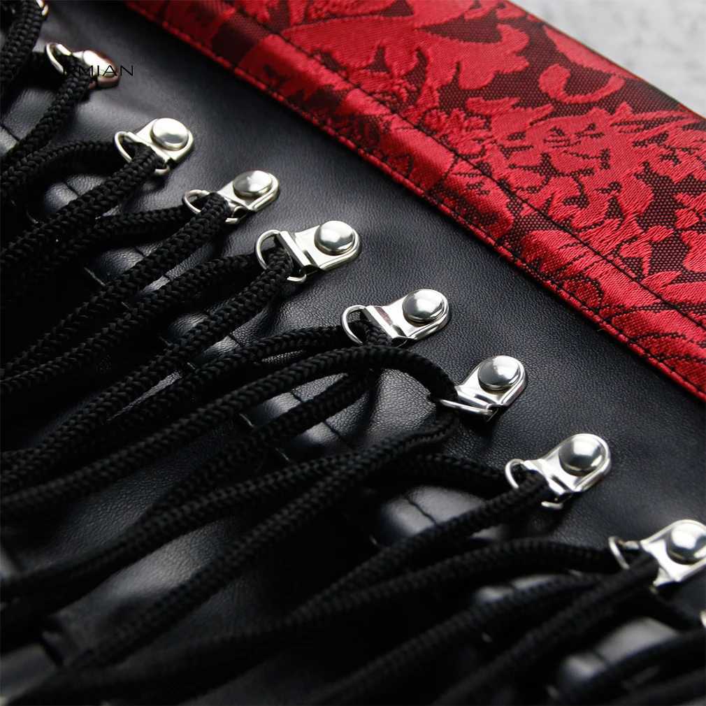 Charmian Steampunk Leather Corset Womens Vintage Plus Size Spiral Steel Boned PVC Corset Underbust Waist Trainer Goth Bustiers W250120