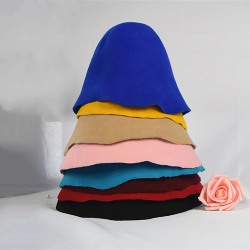 Womens Mens 100% Wool Felt Cloche Bucket Hats Cap Cone Body Millinery Base Fascinators Block Hood Supply 250118