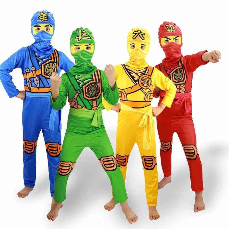 Kids Leg Ninja Cosplay Superhero Jumpsuit Kids Anime Ninja Costume Fancy Party Dress Carnival Halloween Costume with Toy Fork W250117