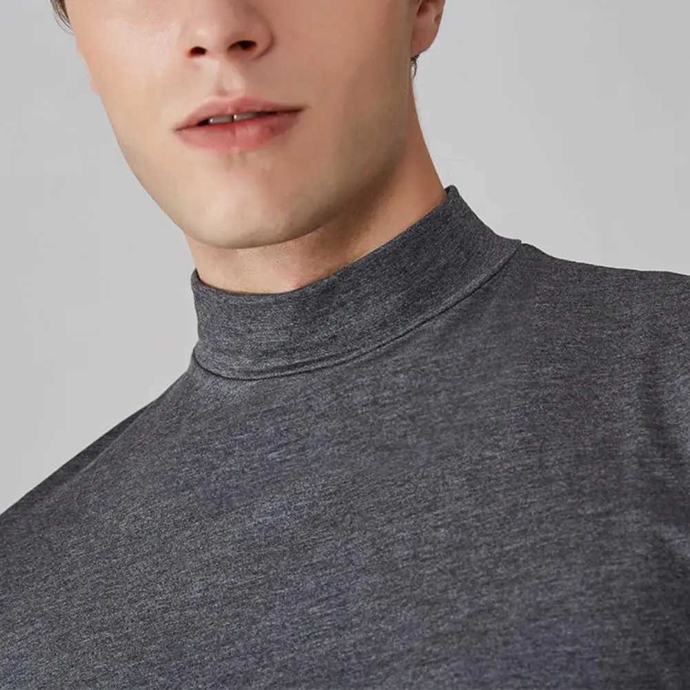 Summer Casual Short Sleeve T-shirt For Men Half High Collar Slim Fit T-shirt Solid Color Elastic Thin Pullover Tee Shirt W250117