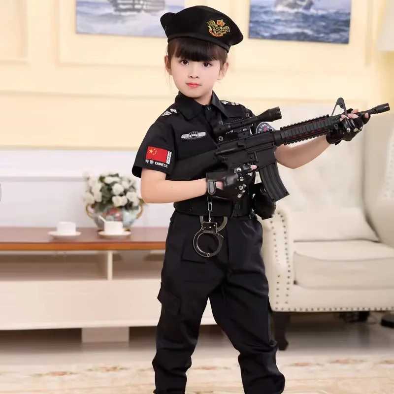 Halloween Children Policeman Cosplay Costume Boys Girls Kid Police Uniform Army Policeman Clothing Sets Party Dress Up Gift W250117
