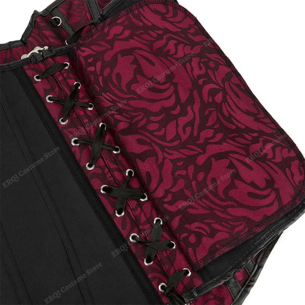 Steampunk Corset Women Plus Size Pirate Corset Top Overbust Halloween Lace Up Costume Gothic Steampunk Corset Metallic Red Brown W250120