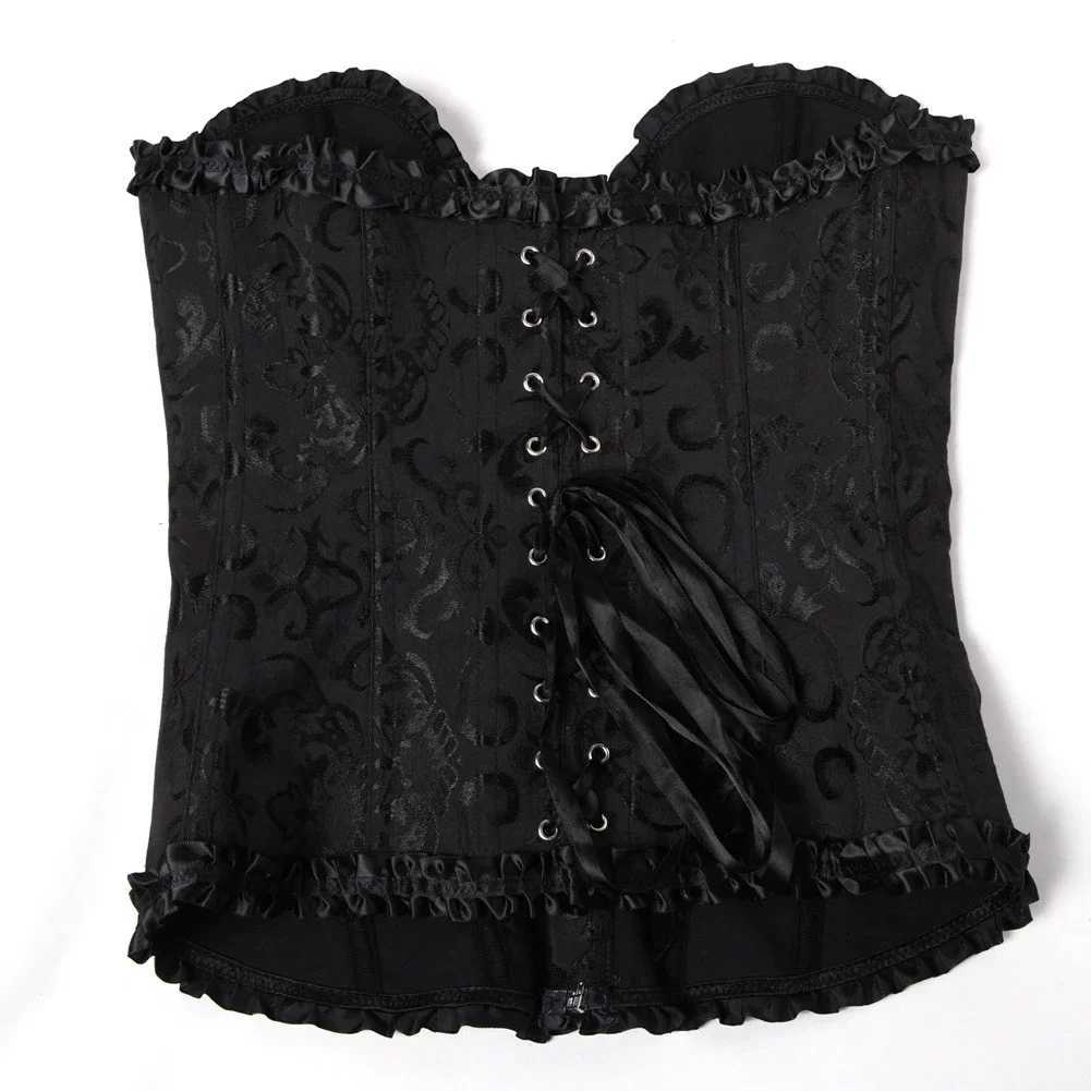 Sexy Bustiers And Corsets Floral Lace Tops For Women Vintage Corset Gothic Overbust Satin Jacquard Corselet W250120