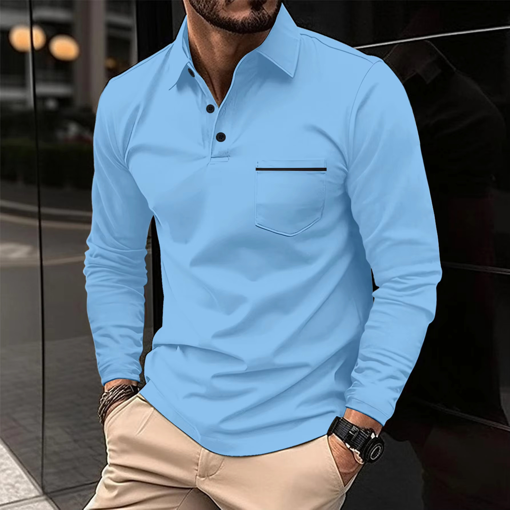 European And American Men's Spring And Autumn New Polo Shirt Casual Long Sleeved Slim Fit Golf Shirt Designer T-shirt