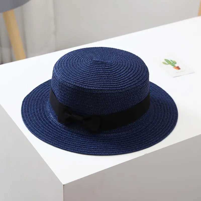New Summer Parent-Child Bucket Cap Women Sun Visor Bowknot Straw Hat Girls Outdoor Beach Travel Sunshade Wide Cap T250121