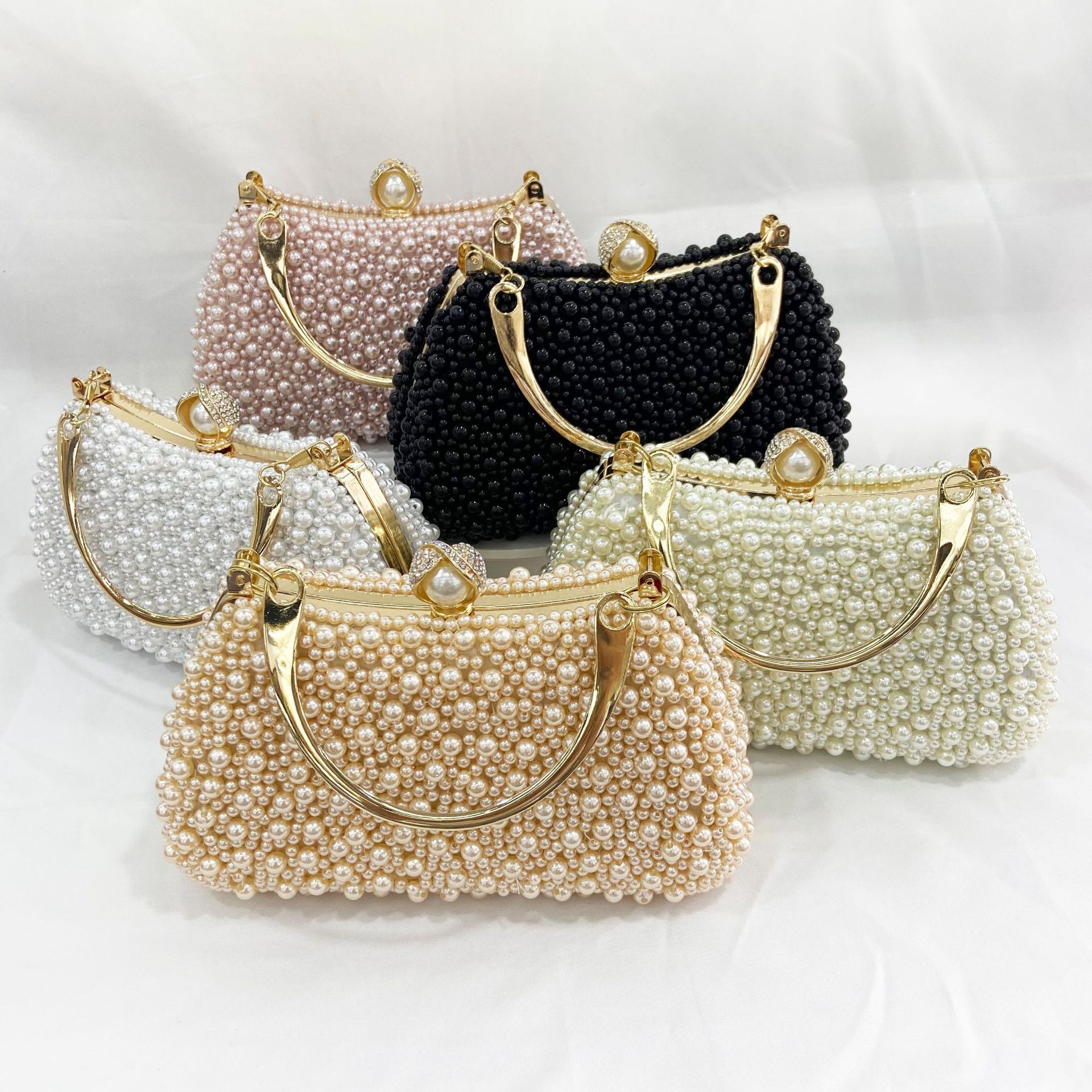 Pearl Handheld Style Single Shoulder Beaded Women's Banquet Cheongsam Evening Dress Bag