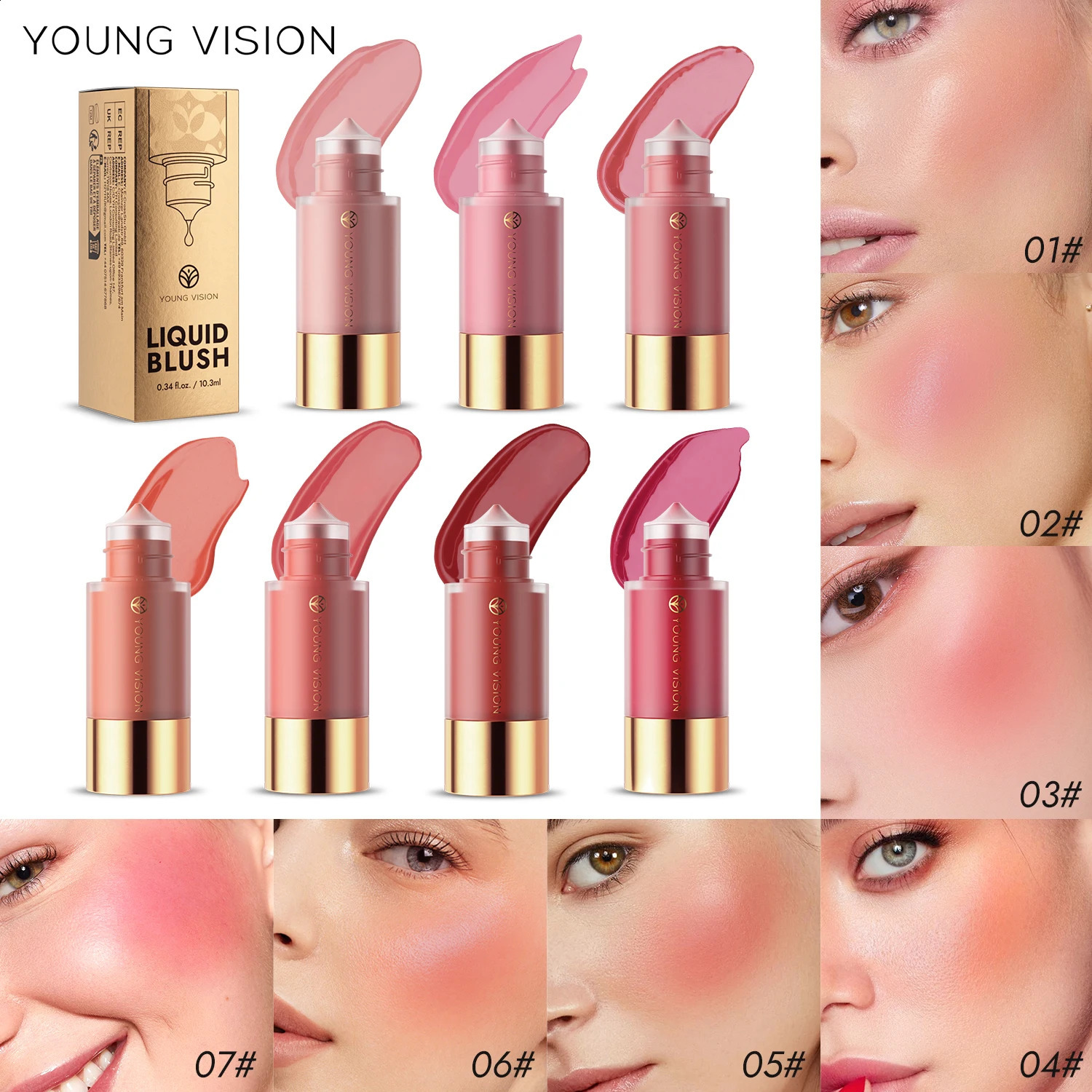 YOUNG VISION 4colors/pack Dropper Liquid Pressed Blush Hydrating Silky Natural Blush Lipgloss 250121