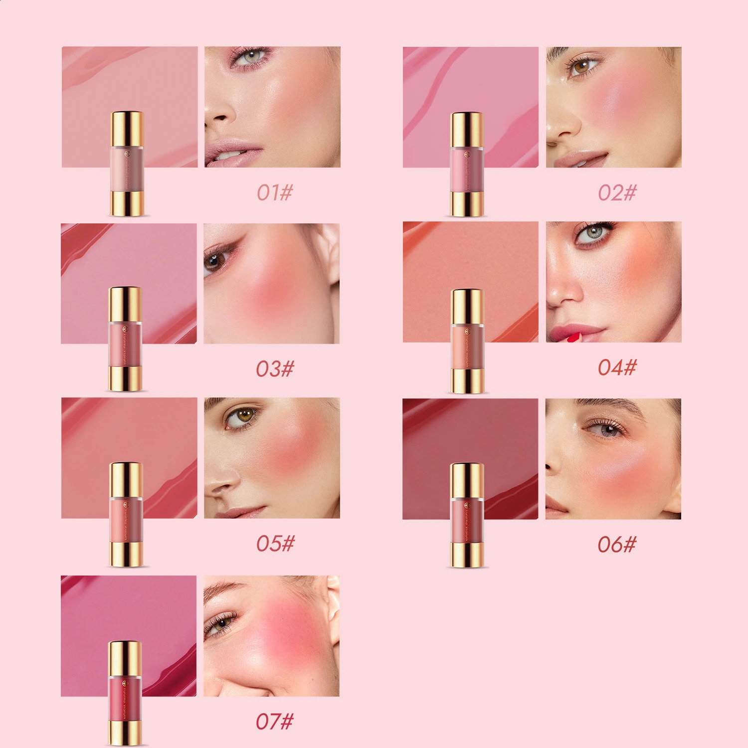 YOUNG VISION 4colors/pack Dropper Liquid Pressed Blush Hydrating Silky Natural Blush Lipgloss 250121