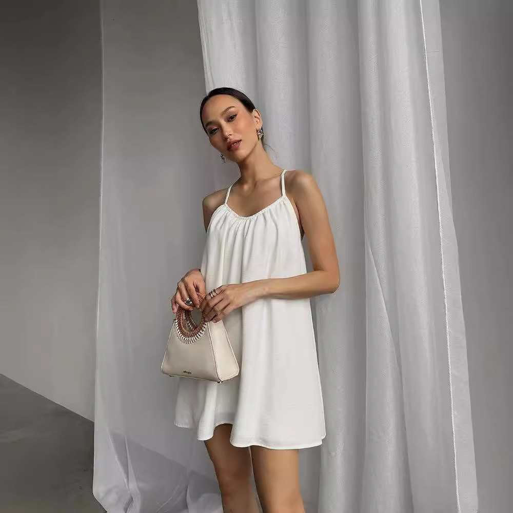 2025 New Beach Skirt Female Designer Women's Beach Leisure Backless Summer Short Strap Skirt