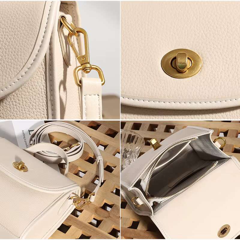 Cowhide Genuine Leather Women Light Retro Small Square Handbag Leisure Single Shoulder Designer Crossbody Bag