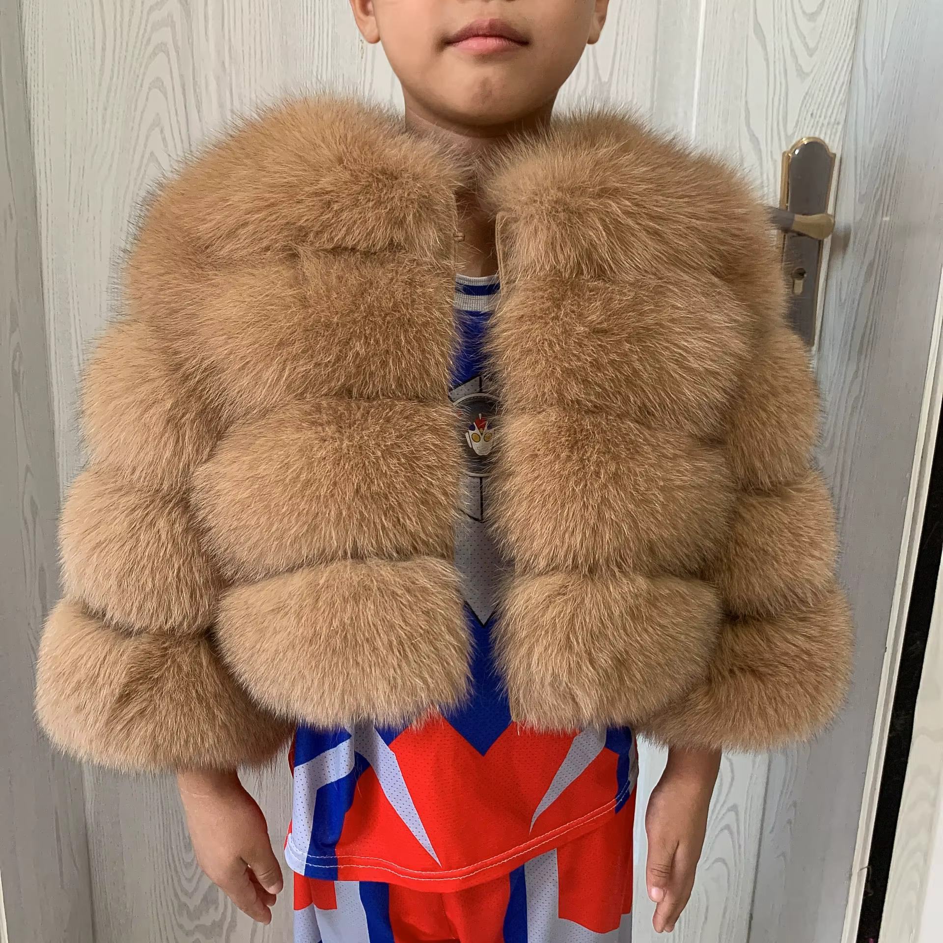 Children's Real Fox Childs Suitable For Girls And Boys Aged 1-13 Years Old Kids Fur Jacket Universal