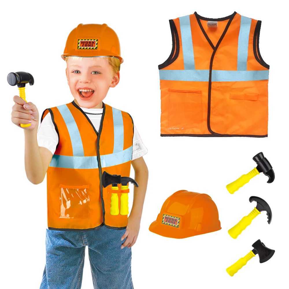 Design construction worker costumes for boys design professional costumes for children and play the role of Halloween and Christmas costumes W250117