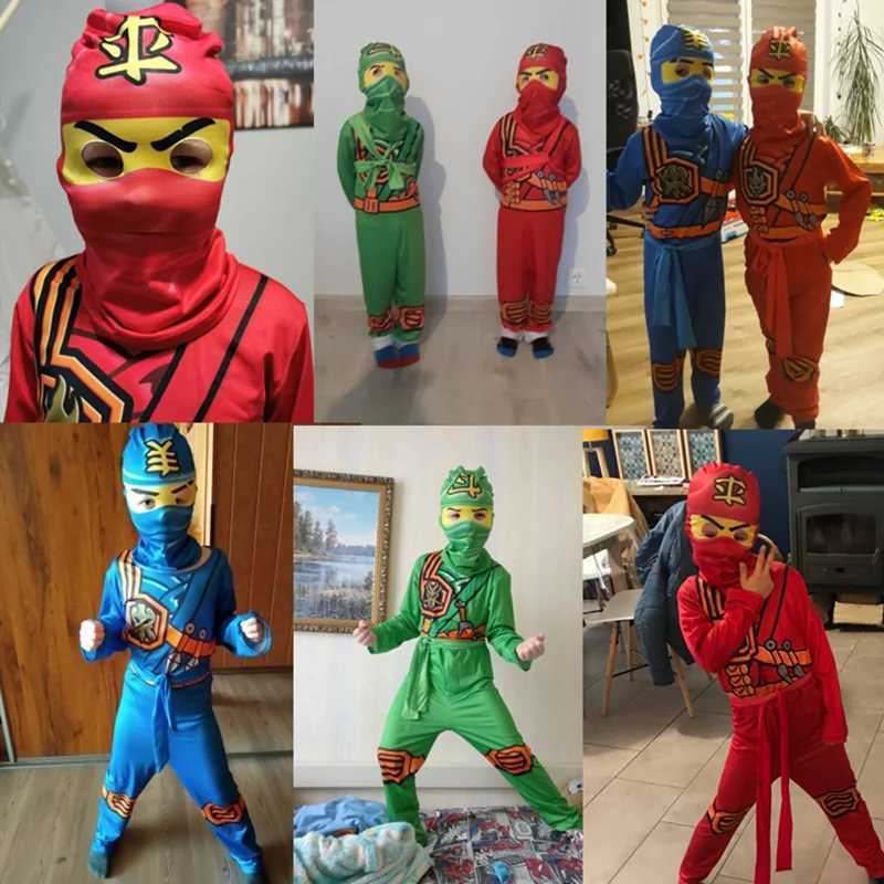 Kids Leg Ninja Cosplay Superhero Jumpsuit Kids Anime Ninja Costume Fancy Party Dress Carnival Halloween Costume with Toy Fork W250117