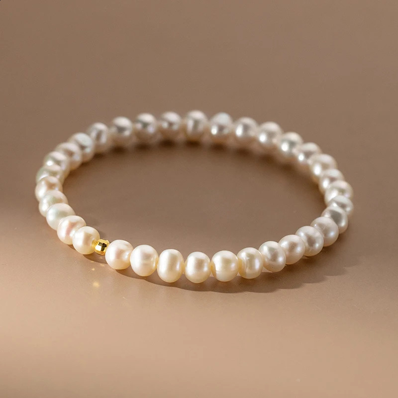 INZATT Real 925 Sterling Silver Pearl Geometric Chain Charm Beaded Bracelet for Women Cute Fine Jewelry Minimalist Accessories 250121