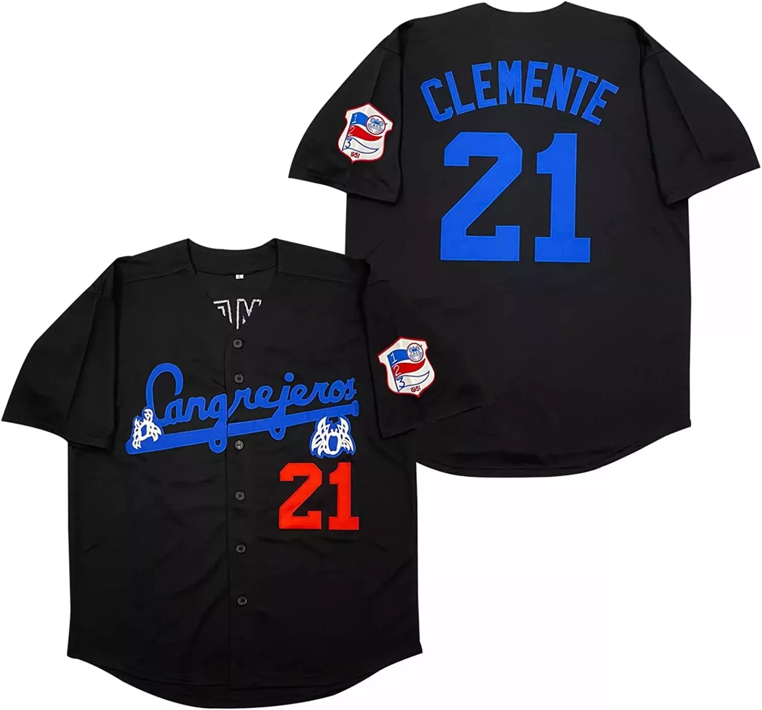 Clemente #21 Santurce Baseball Jerseys Puerto Rico Jersey With Patch Black Size S-3XL Top Quality
