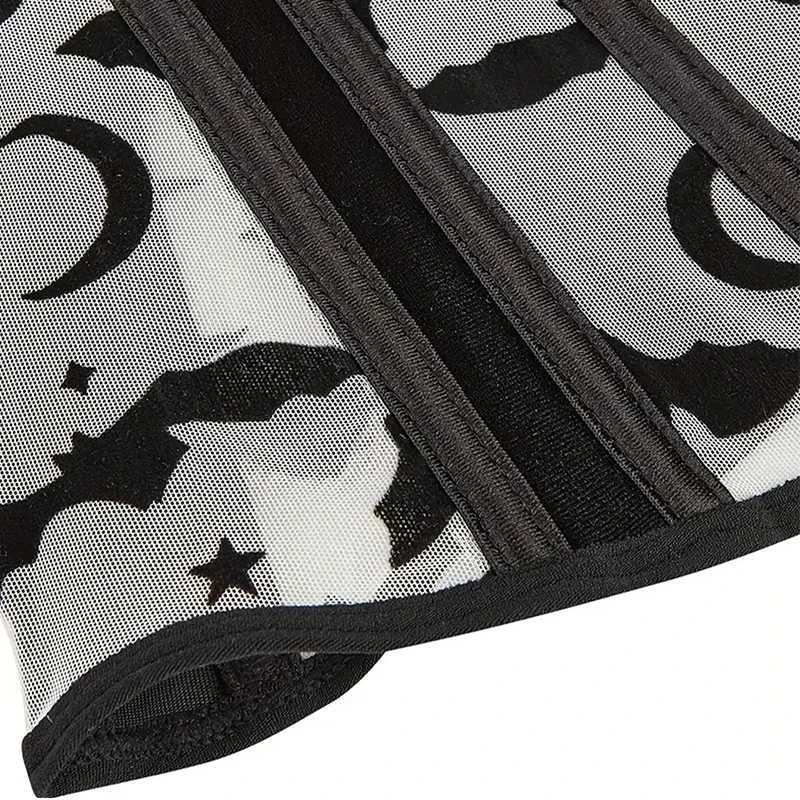2024 Fishbone Corset Bat Print Waist Seal Shaped Body Outwear Waist Clip Belt Black Underbust Corset Women Lingerie Waist belt W250120