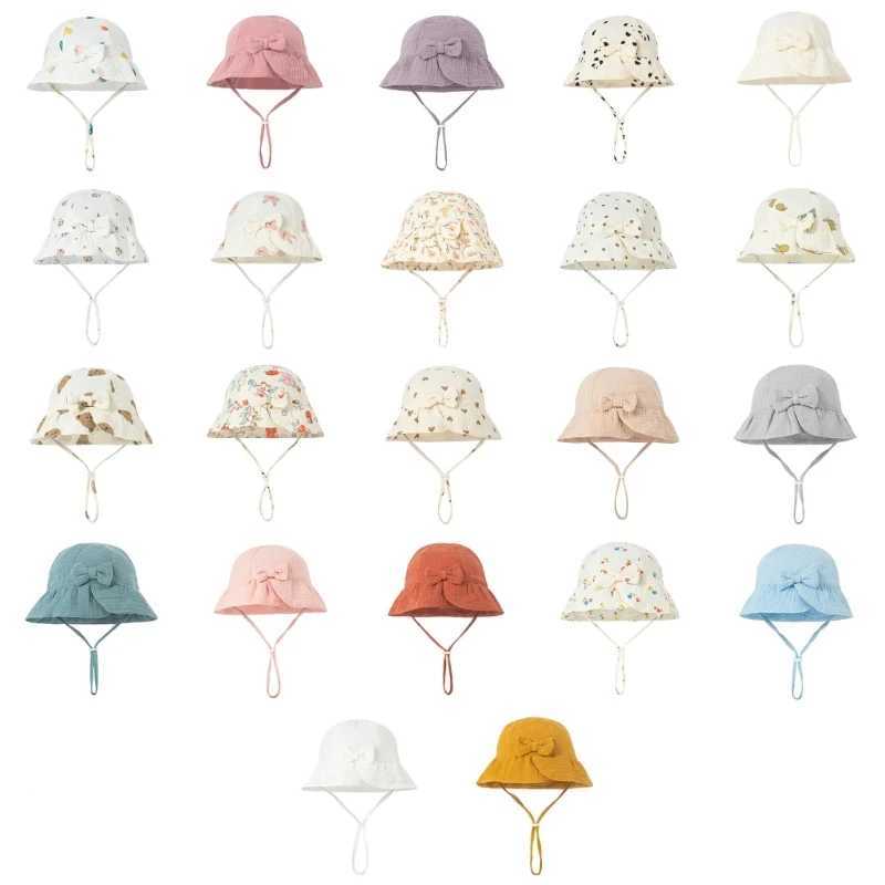 Baby Cotton Bucket Hat New Children Sunscreen Outdoor Caps Boys Girls Print Panama Hat Unisex Beach Fishing Hat For 3-12 Months M250121
