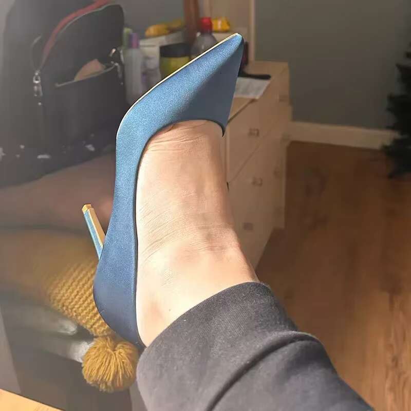 Women Elegant Prom Green Blue Bury Escarpins Satin Pumps Lady Fetish Side Hollow Wedding 9.5cm Stiletto High Heels Shoes