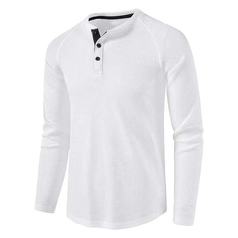 Autumn And Winter New Designer T-shirt European And American Men's Solid Color Long Sleeved T-shirt Henry Shirt Men's Style