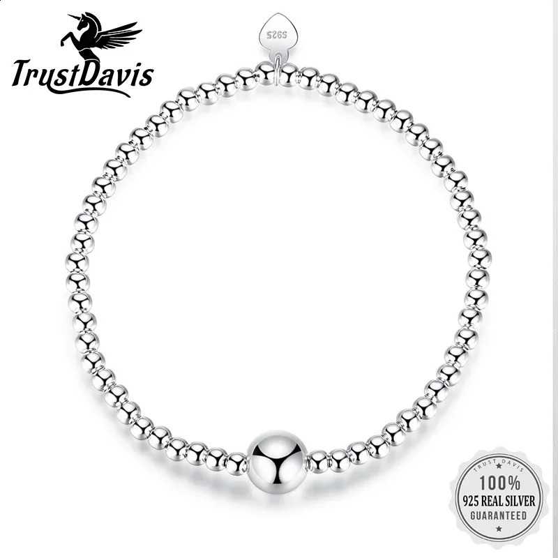 Trustdavis Fashion Genuine 925 Sterling Silver Minimalist m Width Beads elastic Bracelet For Women Wedding Jewelry Gift DS2277 250121