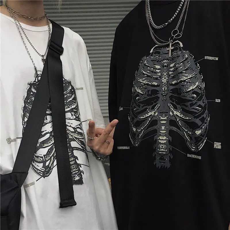 Mens T-shirt 2023 Summer Mens Super Large T-shirt Anime Dark Retro T-shirt Short Sleeve T-shirt Gothic Y2K Mens Manga Top W250117