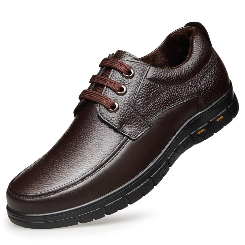 Hot Sale Men Genuine Leather Casual Soft Sole Lace-Up Brand Middle-Aged Old Man Dad Lightweight Loafers Shoes