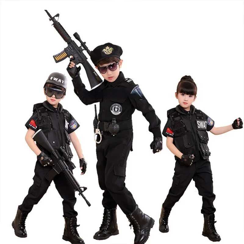 Cosplay Children Policeman Costumes Kids Christmas Party Carnival Police Uniform Halloween Boys Army Policeman Clothing Gift Set W250117