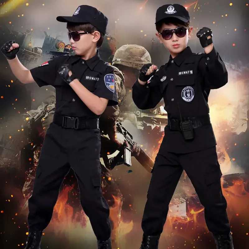 Halloween Children Policeman Cosplay Costume Boys Girls Kid Police Uniform Army Policeman Clothing Sets Party Dress Up Gift W250117
