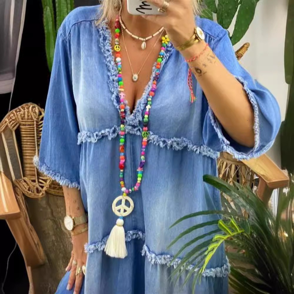 2025 Summer New Women's Beach Skirt Designer Style Dress With Bareback Printed Bohemian Skirt