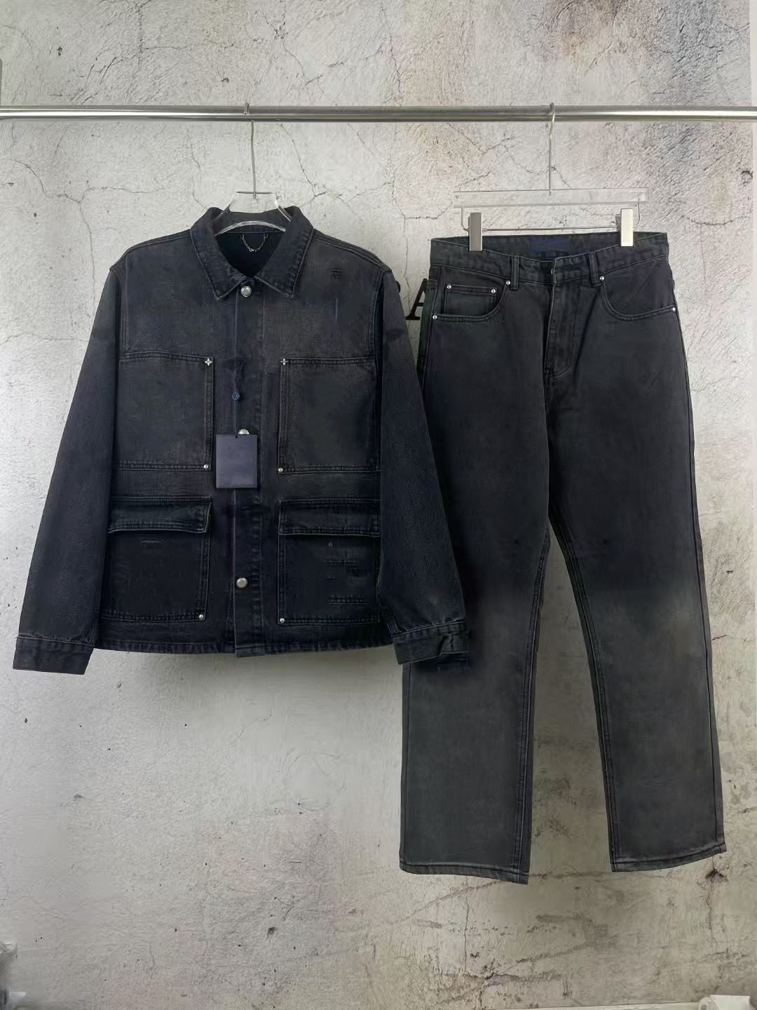 Designer men's denim shirt washed and distressed street style denim shirt