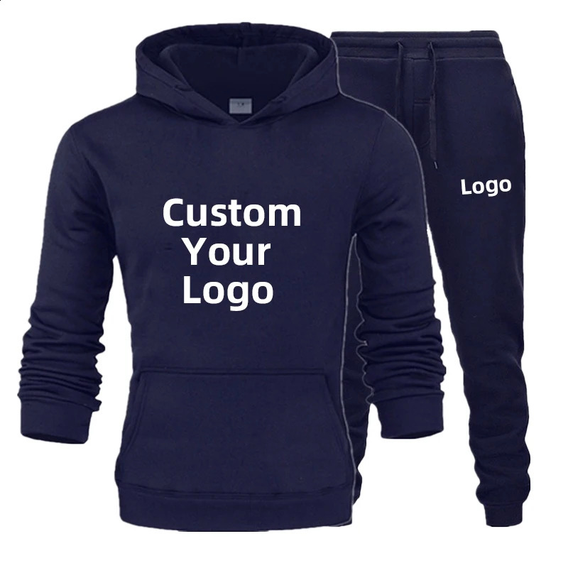 Fashion Mens diy Printed Tracksuits 2 Pieces Sweatshirts and Trousers Set Males Fitness Outfits Customize your 250117