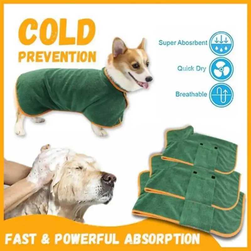 Dog Bathrobe Fast Drying Towel Microfiber Absorbent Soft Bath Robe Adjustable Towel Grooming Coat Dog grooming Pet Accessories M250118
