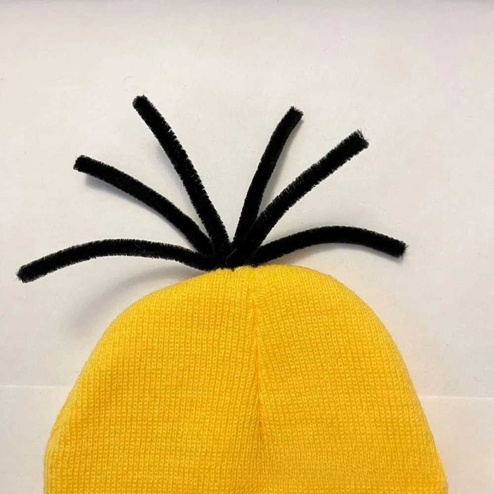 3pcs/5pcs Halloween Costume Accessories Minions Cosplay Party Set Yellow Beanie Hats Blue Dress Women Men Black Gloves for Adult W250117