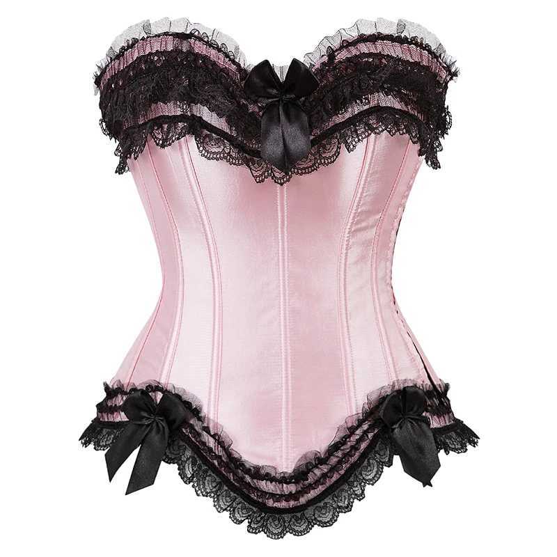 Corset Bustier Top for Women Burlesque Costume Plus Size Princess Corset Top Lace up Satin Corset Black White Purple Pink Corset W250120