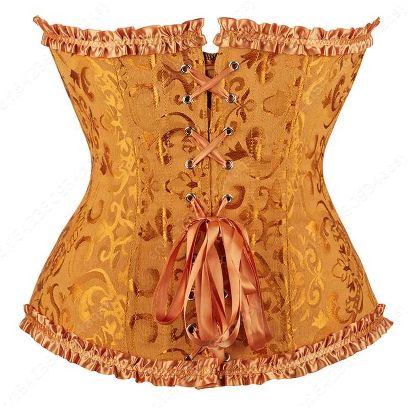 Corsets Top For Women Satin Corset Plus Size Vintage Overbust Corset Orange Burlesque Costumes XS-7XL W250120