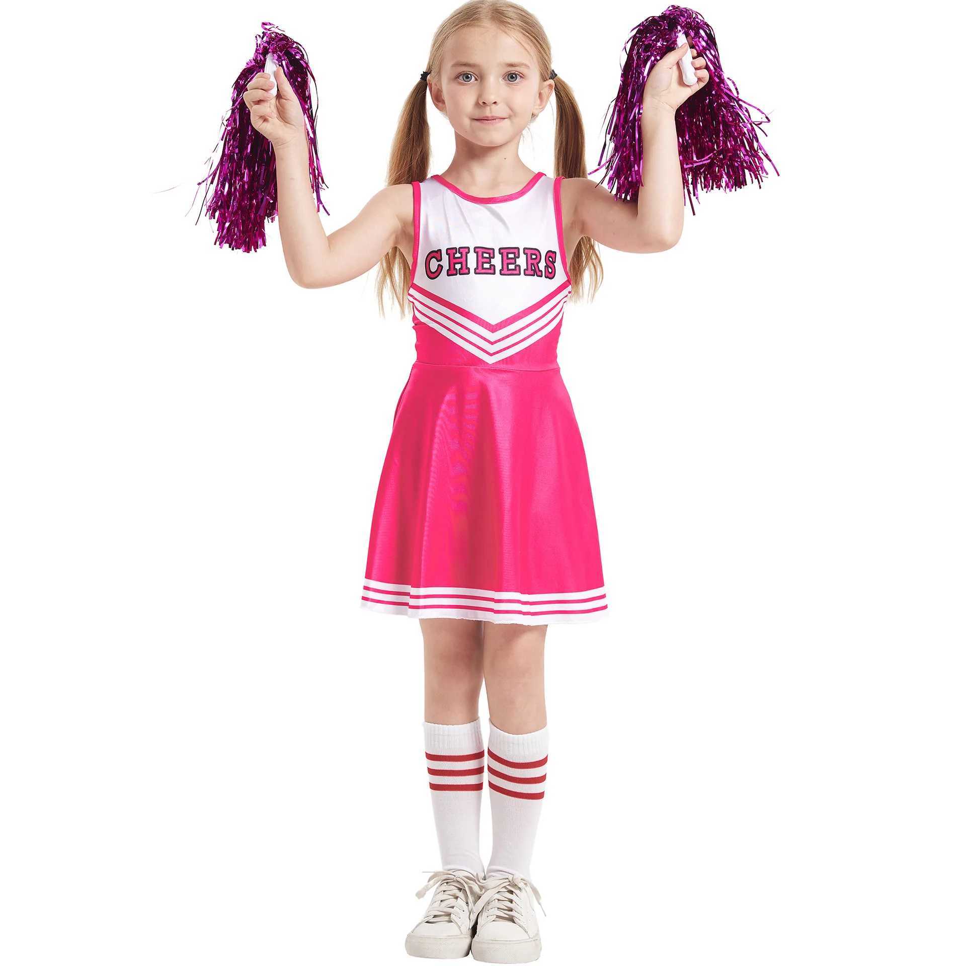 3 pieces of summer childrens tank top cheerleading set letter printed slim fit dress floral sports set role-playing set gif W250117