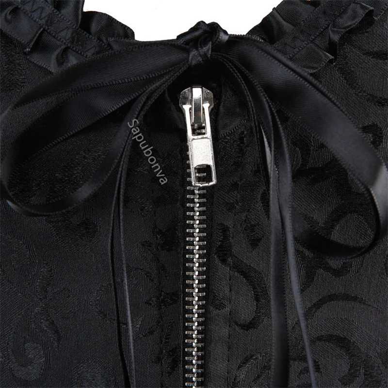 Sapubonva Green Corset Top Bustier Top Sexy Women Brocade Zipper Vintage Style Corset Overbust Ladies Renaissance DropShipping W250120
