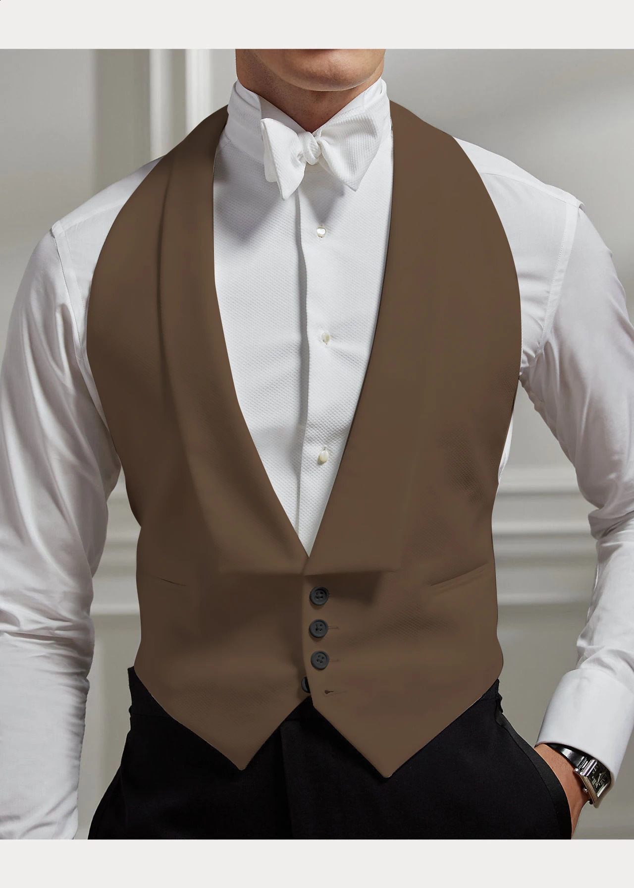 Mens Vest Wedding Lapel Single Breasted Two Pocket Slim Fit Sleeveless Jacket Male Waistcoat Groomsmen Chaleco hombre vestir 250114