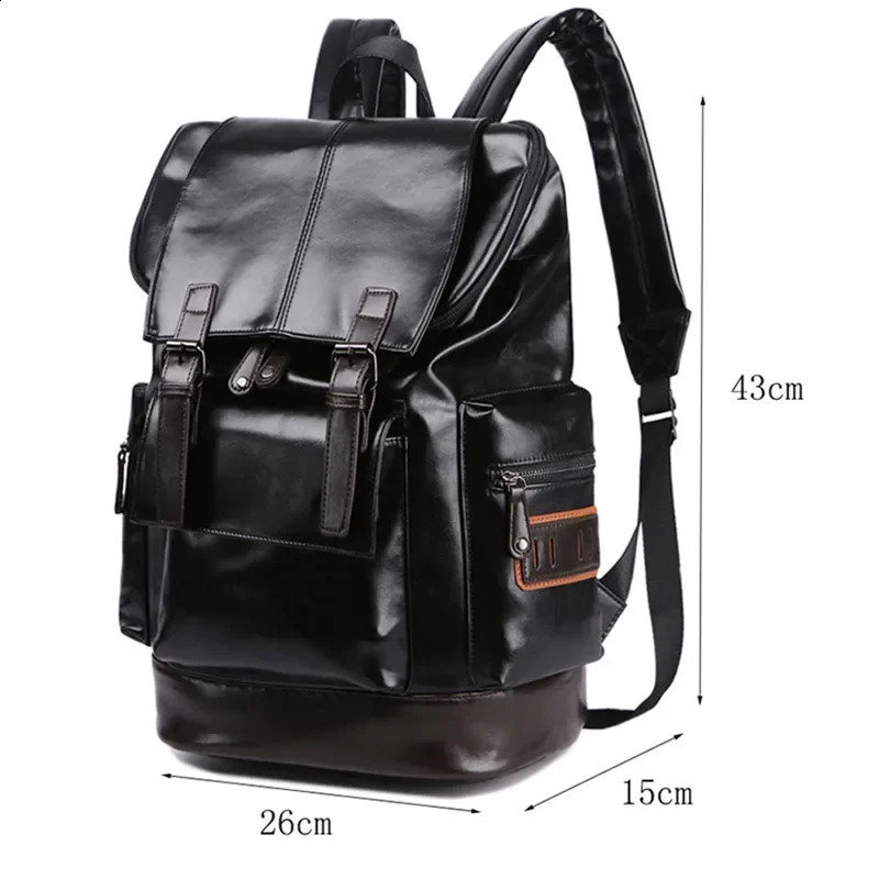 Pu Leather Backpacks Fashion Vintage Notebook Laptop Backpack Male Large Capacity Backpacks for Men and Women Casual Bags 250122