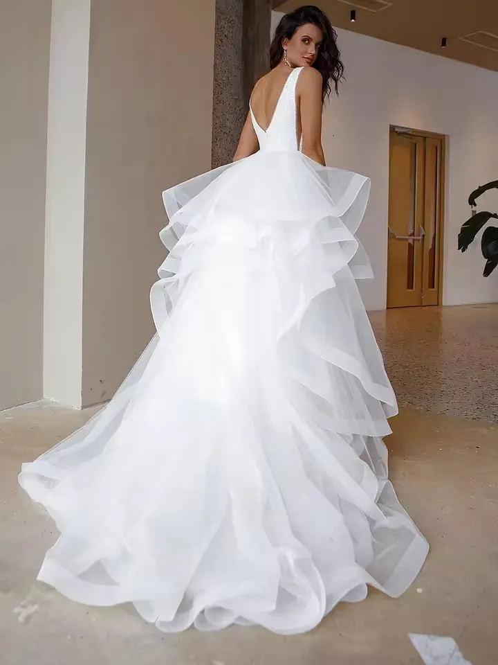 Glitter Sequins Mermaid Wedding Dress Detachable Tulle Overskirt Bling Beads 2025 Luxury Customized V-Neck Sexy Bridal Gowns Vestido De Noiva Newest