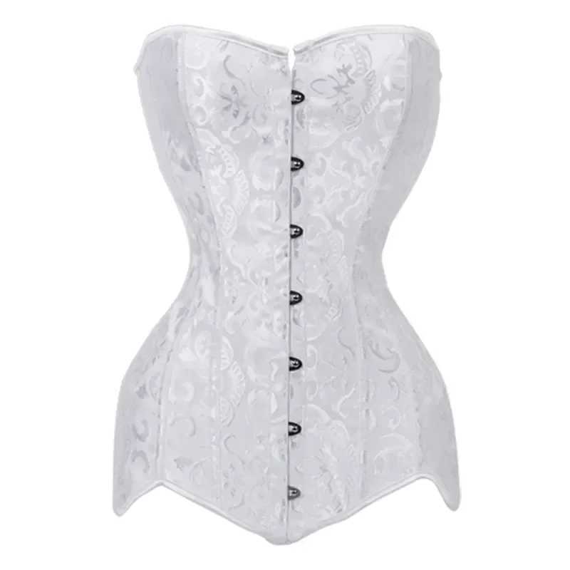 Womens Hourglass Longline Overbust Corset Top Steel Boned On Torso Bustier Vintage Jacquard Steampunk Corset W250120