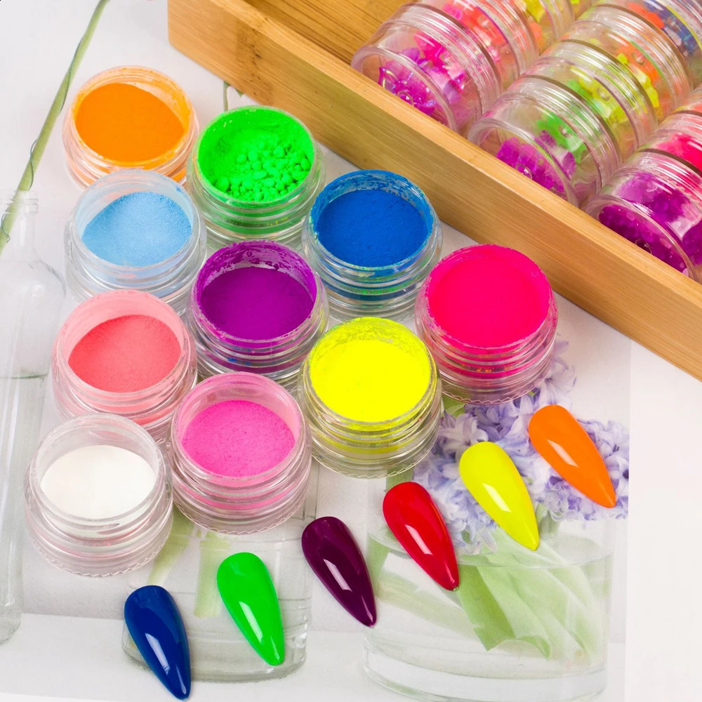 6Color Neon Pigment Powder Fluorescent Nail Glitter Symphony Chrome Pearlescent Epoxy Resin Eyeshadow Cosmetic 250115