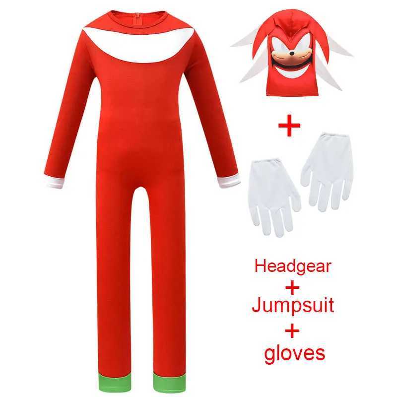 Childrens Anime Game Blue Red Black Shadow Hedge Jumpsuit Hog with Headgear Mask Cosplay Costumes for Kids Carnival Clothes W250117
