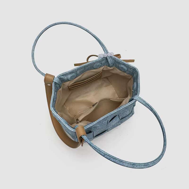 Bucket Wing Bags For Women Designer Handbags And Purses 2024 New In Fashion Solid Color Weave Simple Underarm Shoulder
