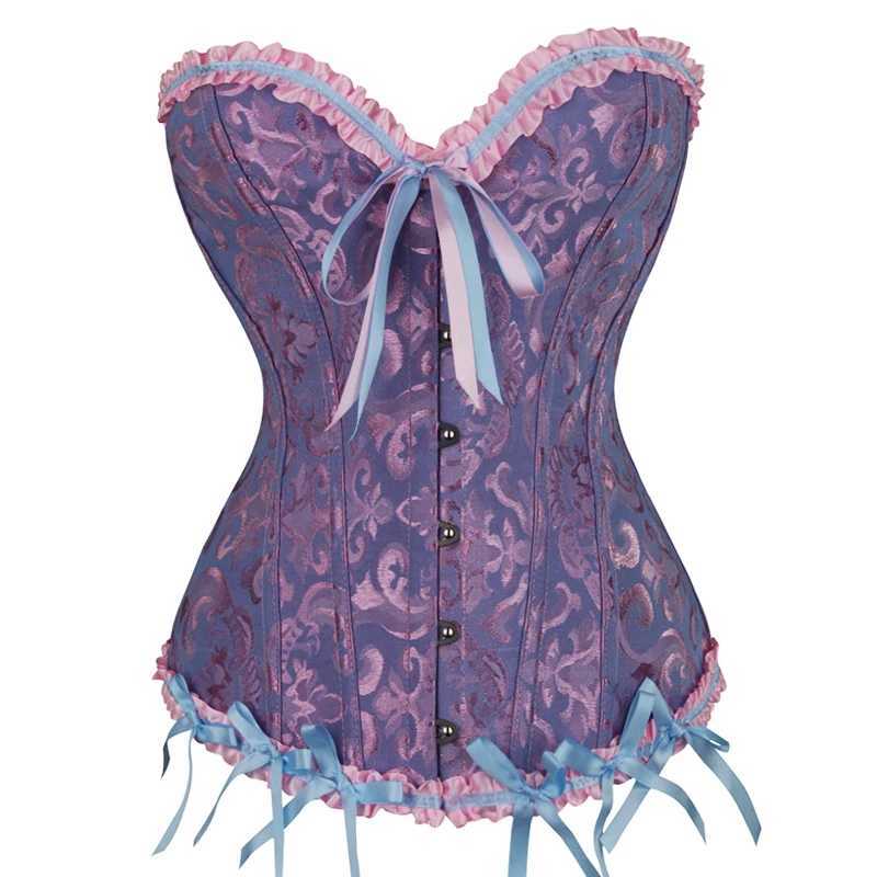 Sexy Corsets Bustiers Floral Lace Tops For Women Flower Print Vintage Corset Gothic Satin Lingerie Corset Overbust Boned W250120