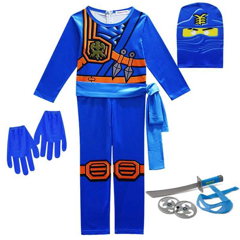 High Quality Anime Clothes Fancy Party Dress Up Halloween Costume for Kids Ninja Superhero Cosplay Jumpsuit Set with Mask W250117