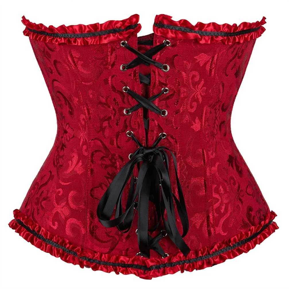 Women Corsets Top Floral Bustiers Lace Up Boned Corset Vintage Corselet Sexy Gothic Bustier Satin Korsett Rave Costume Plus Size W250120